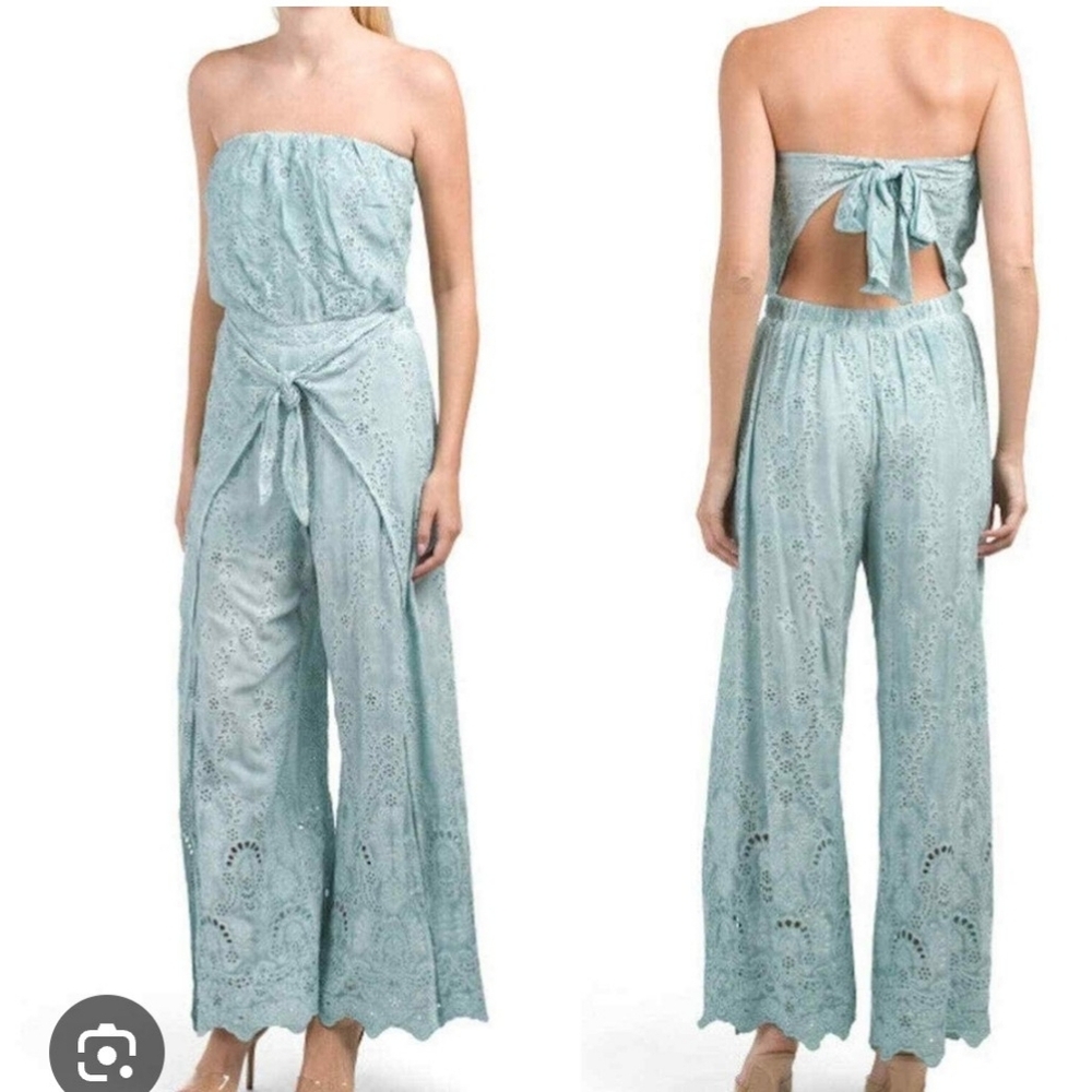 NWT Young Fabulous and Broke Burnt Orange Strapless Jumpsuit with Tie Sz Medium